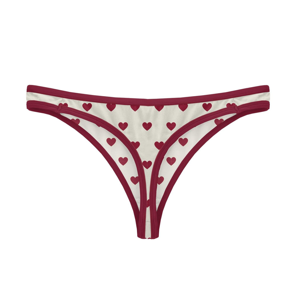 Women's Classic Thong Underwear in Natural Hearts Print - Image 3