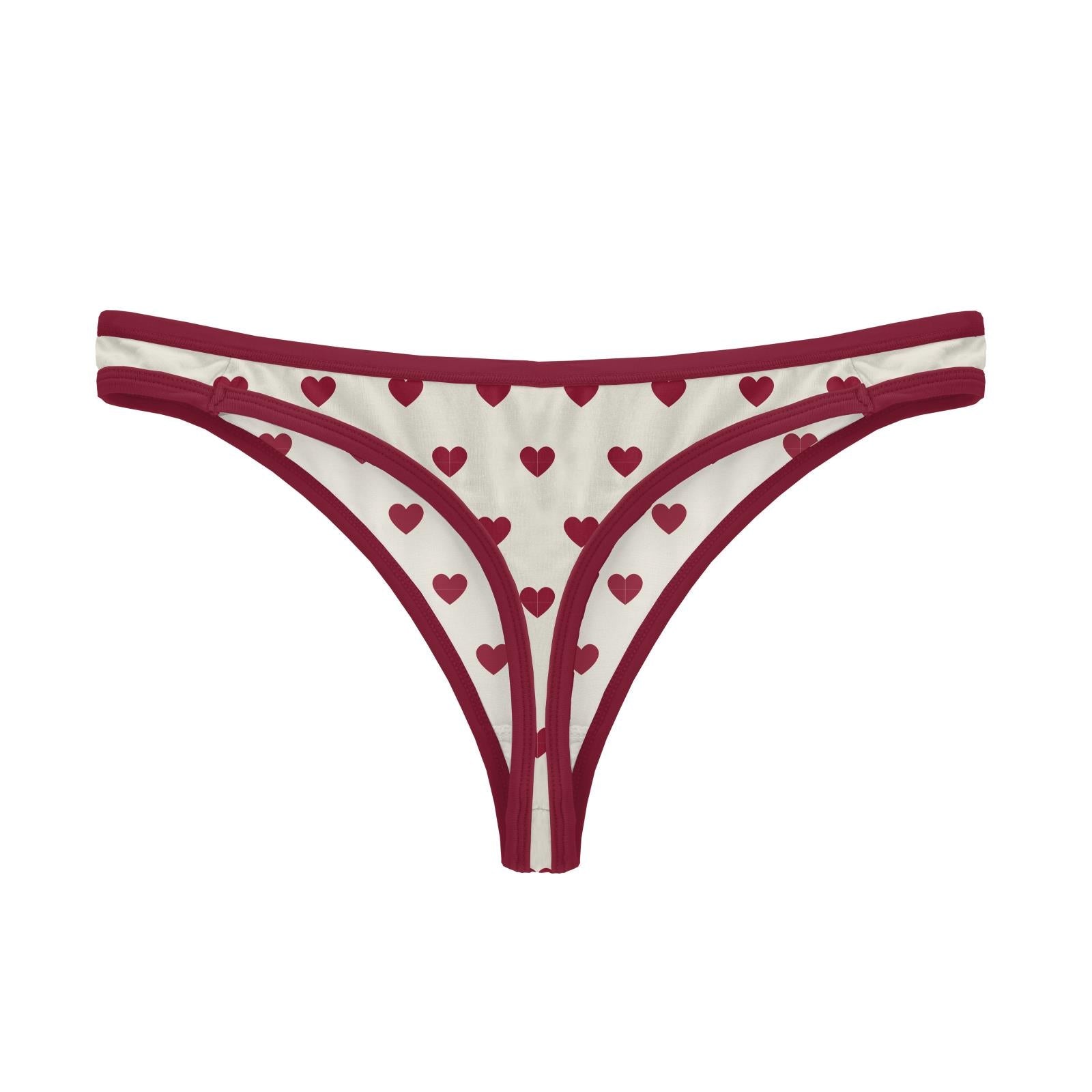Women's Classic Thong Underwear in Natural Hearts Print - Image 3