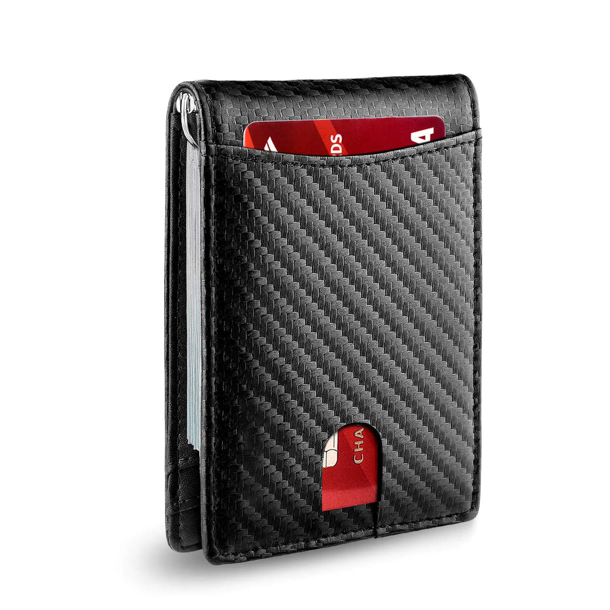 Men's Carbon Fiber Wallet with Anti-Theft Money Clip