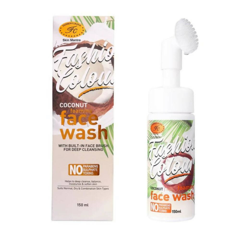Fashion Colour Coconut Foaming Face Wash in 150ml bottle with built-in cleansing brush