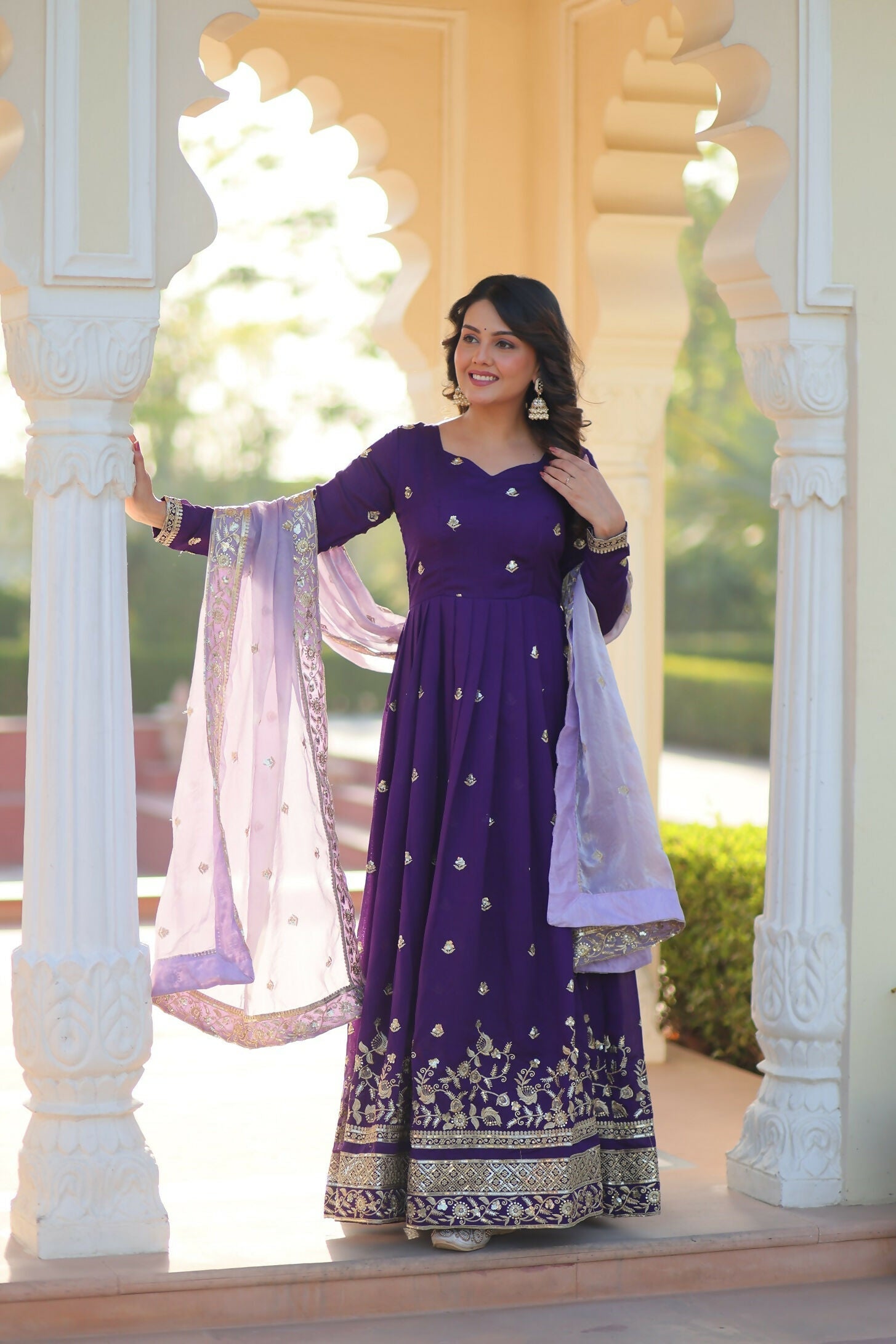 Joban Fashion Blue Georgette Sequence Embroidery Work Kurta Set
