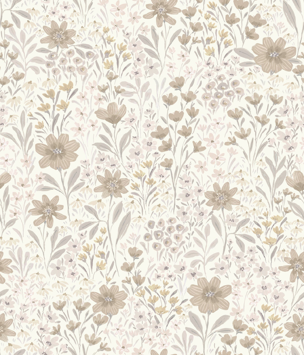 Oaklyn Floral Wallpaper in Sage, Blue, and Dusty-Pink