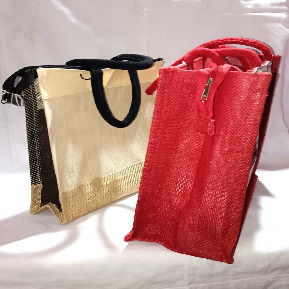 Eco-Friendly Jute Ladies Fashion Bags Combo - Striped Boho Set