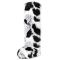 ZVC Womens Faux Fur Boots Comfortable Furry Snow Boots Fluffy Winter Boots Warm Fuzzy Outdoor Knee-High Boots Indoor Flat Shoes