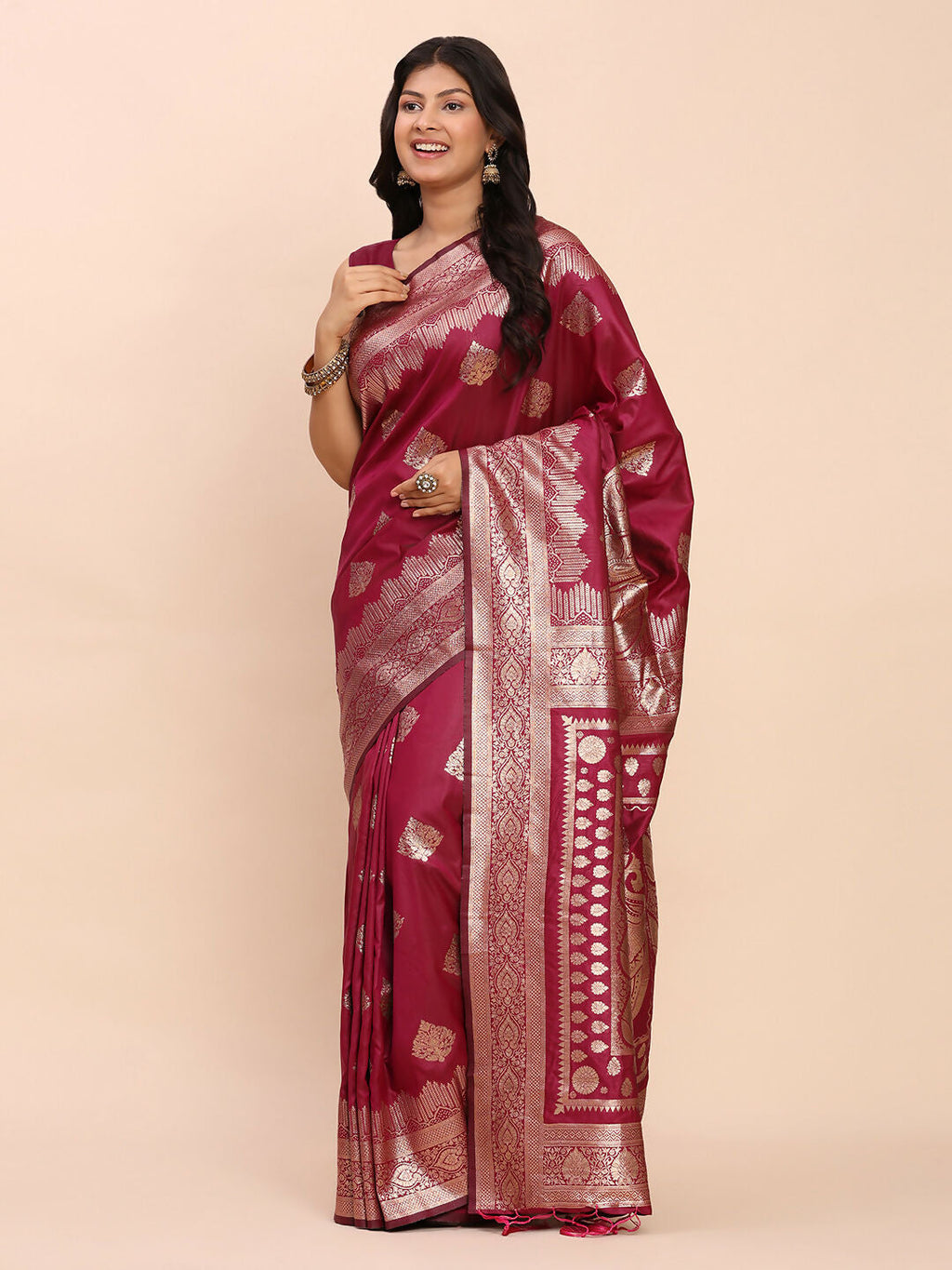 Shree Shyam Fashion Banarasi Silk Magenta Saree