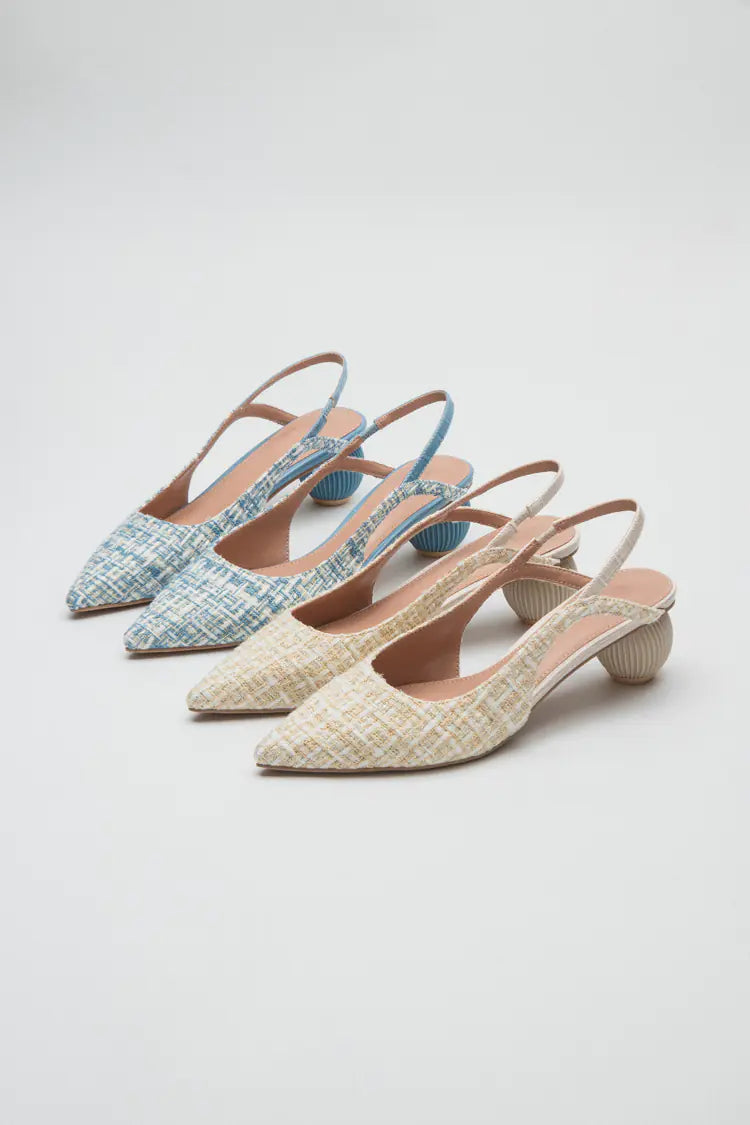 Tweed Slingback Heels with Sculptural Round Heel - Image 23