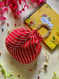 Joban Fashion Pearl Hand Work Potli Bag - Red