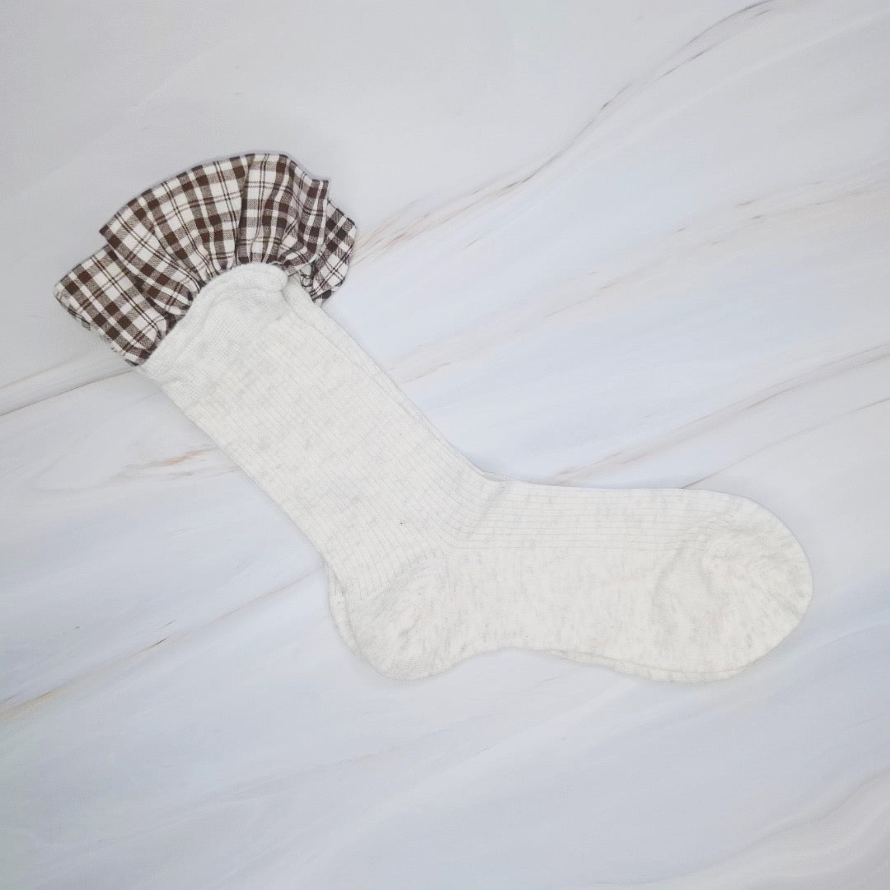 Oh So Chic Plaid Ruffle Top Socks