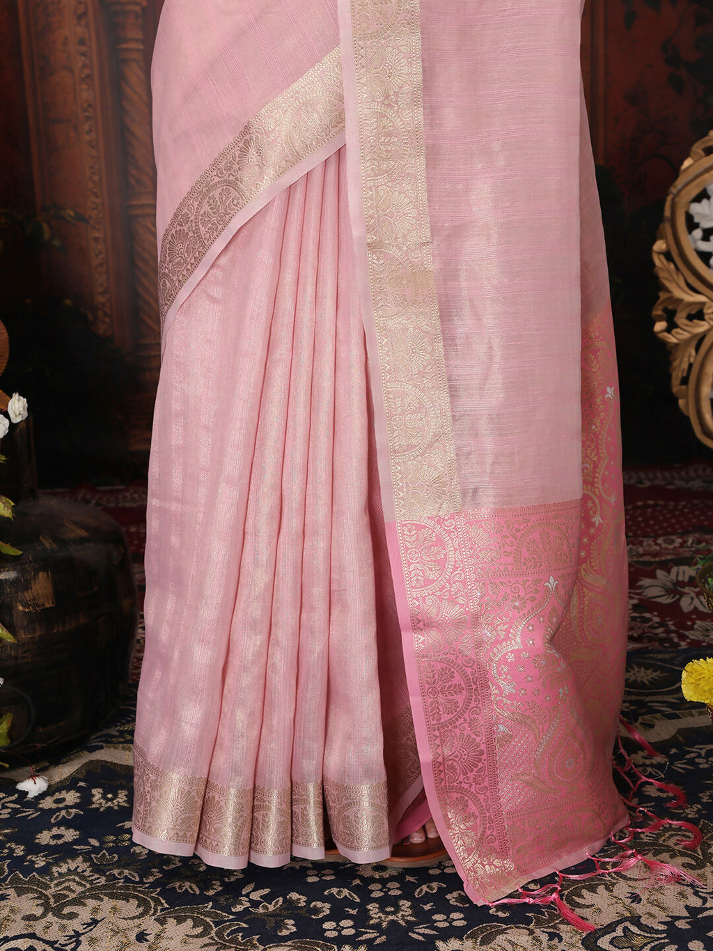 Light Pink Organza Saree with Matching Blouse