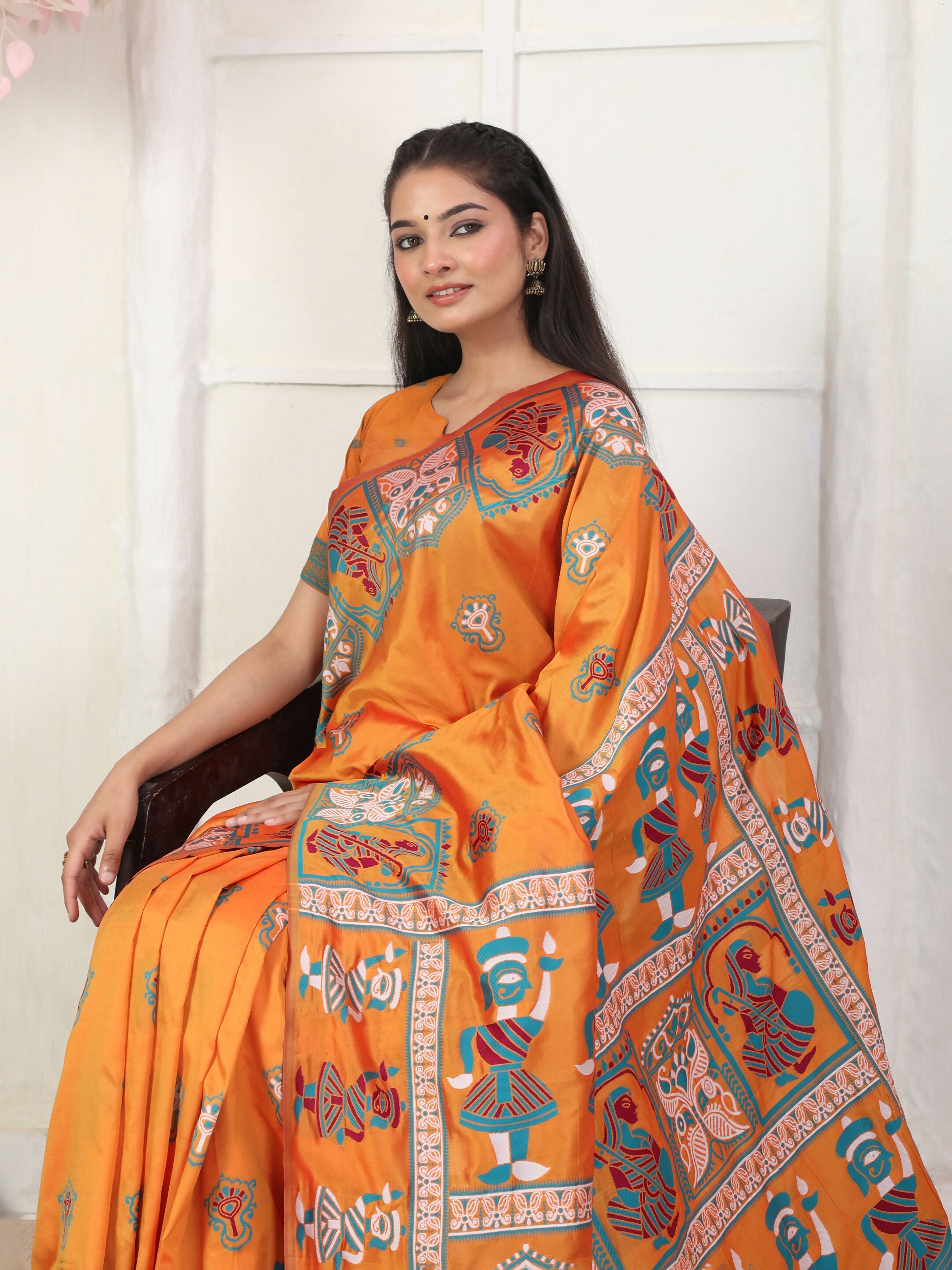 Shree Shyam Fashion Silk Blend Orange Saree