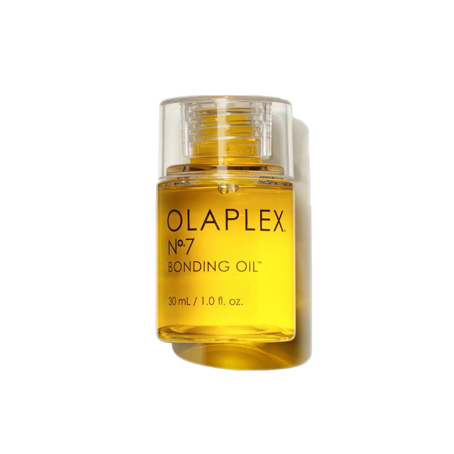 Bottle of Olaplex No. 7 Bonding Oil for hair repair and heat protection