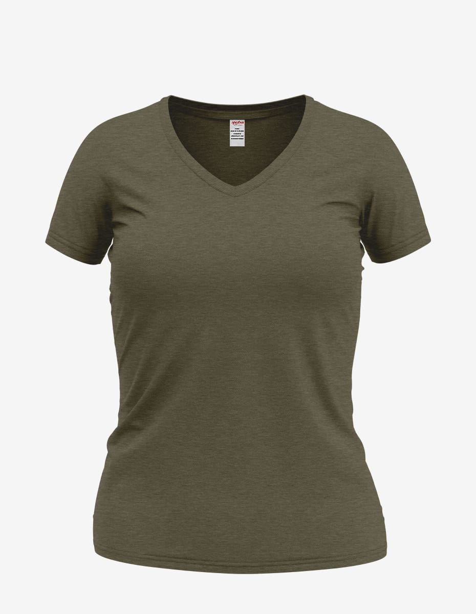 Women's Dark Grey V-Neck Short Sleeve Basic Everyday Tee - Image 14
