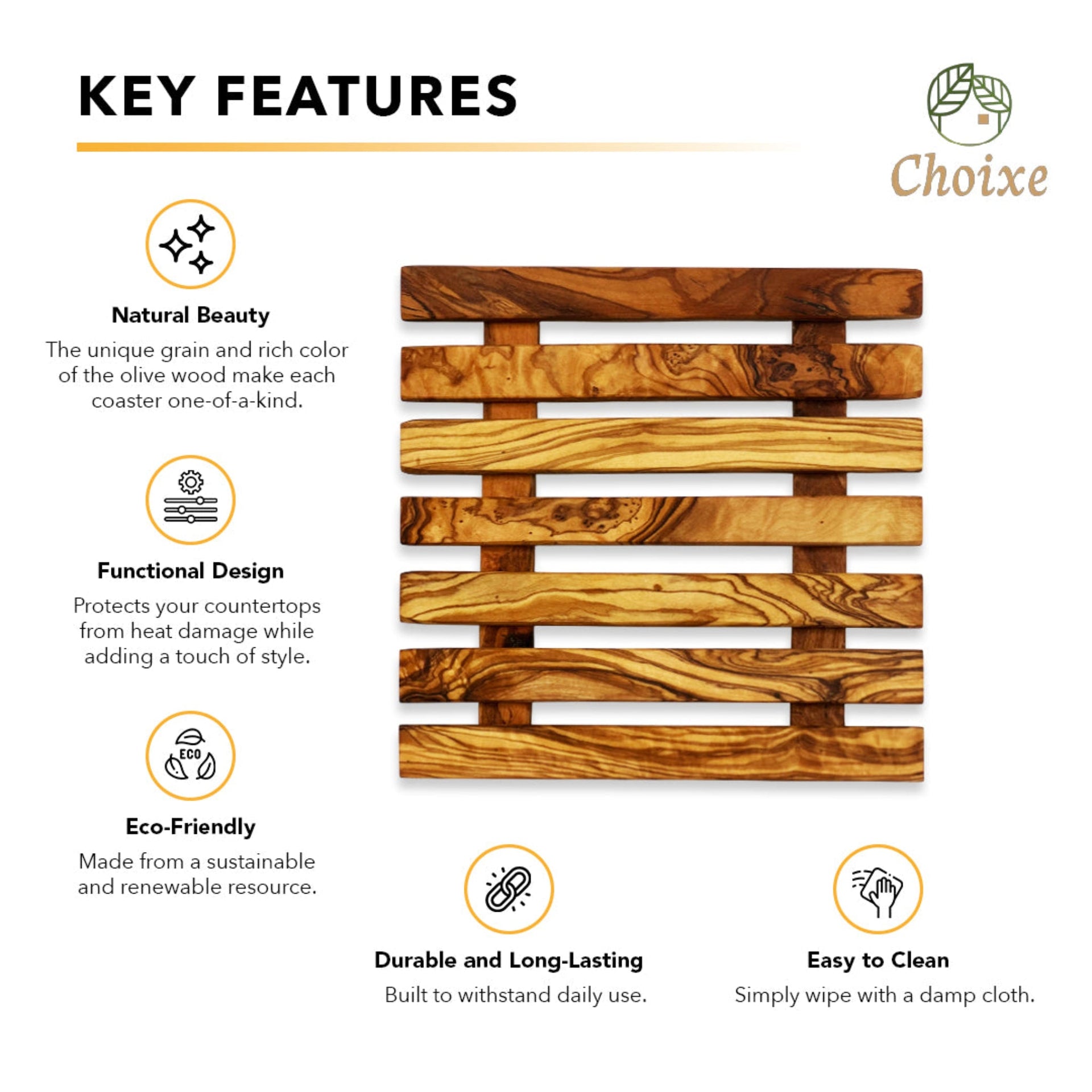 Olive Wood Pan Coaster Trivet