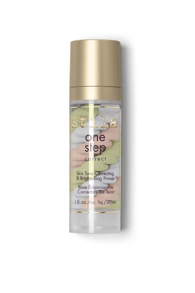 Stila One Step Correct triple-swirled color-correcting face primer in a clear pump bottle.