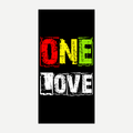 One Love Beach Towel Reggae Inspired Graphic Print Black