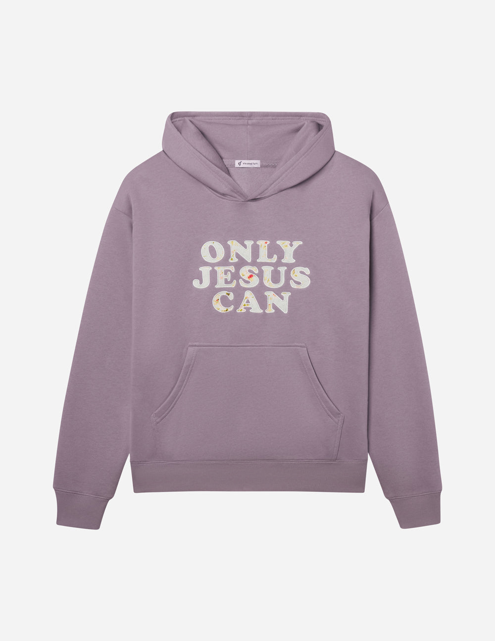 Only Jesus Unisex Hoodie in Purple Dove with Floral Appliqué