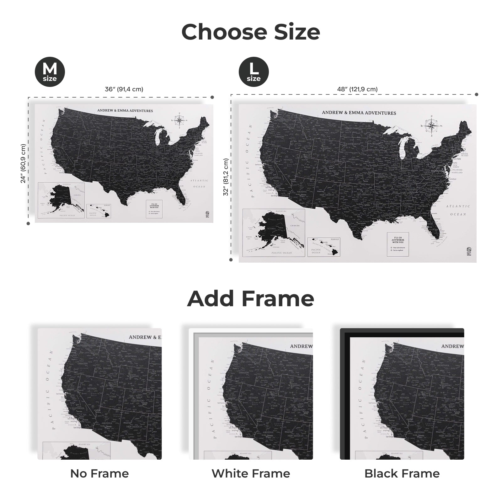 Onyx Wooden Canvas USA Map for Modern Wall Decor