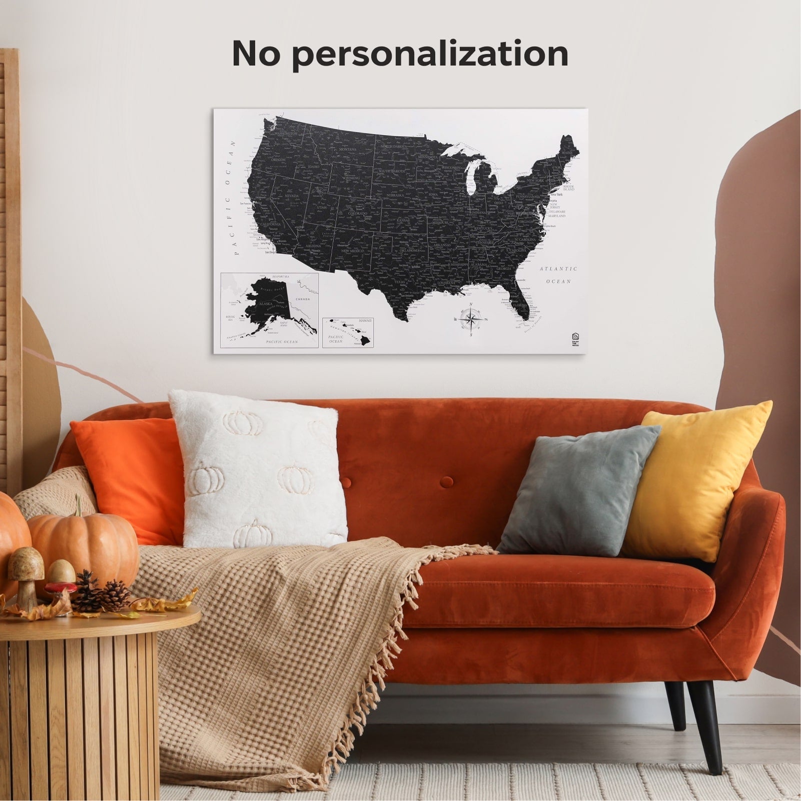 Onyx Wooden Canvas USA Map for Modern Wall Decor