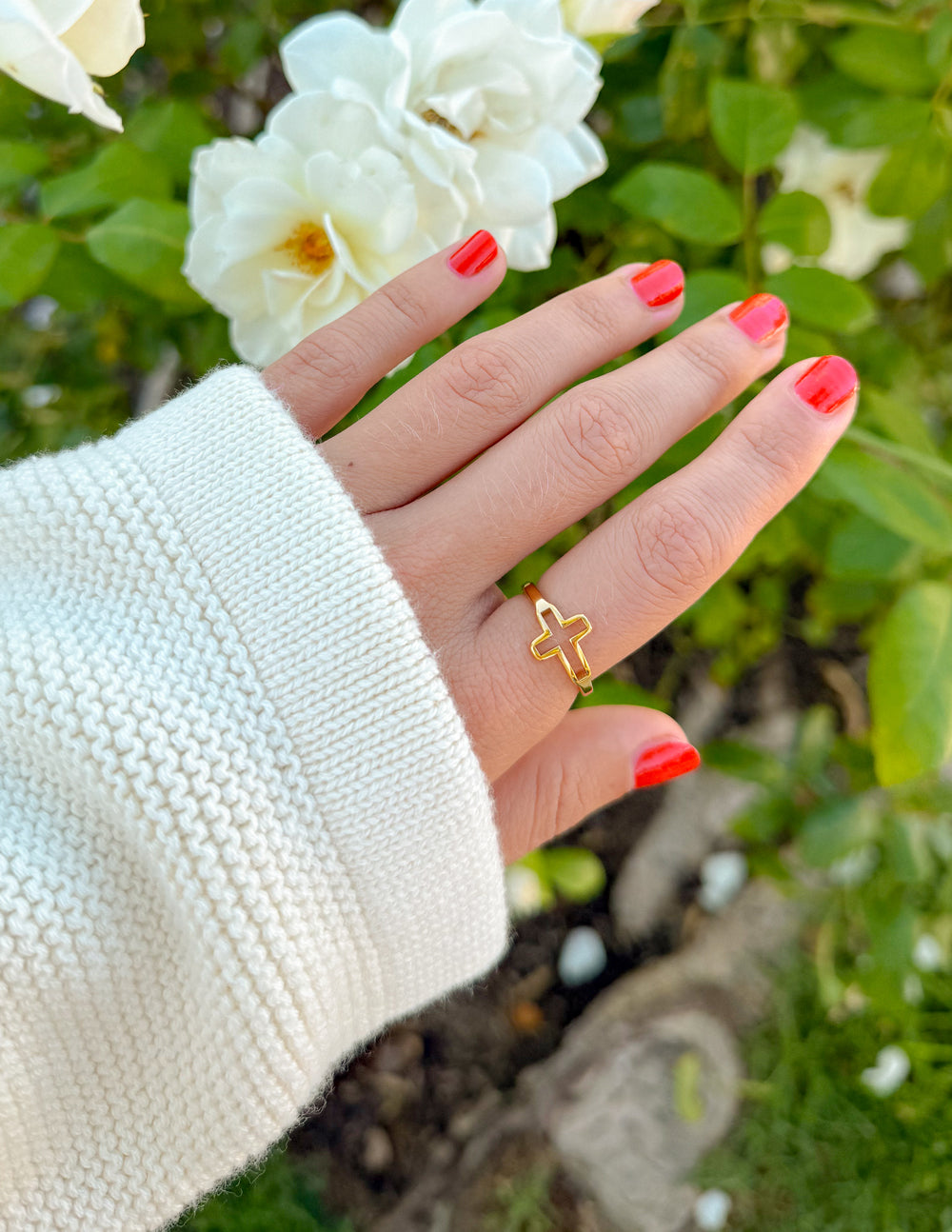 Open Cross Ring Minimalist Religious Jewelry Statement Piece