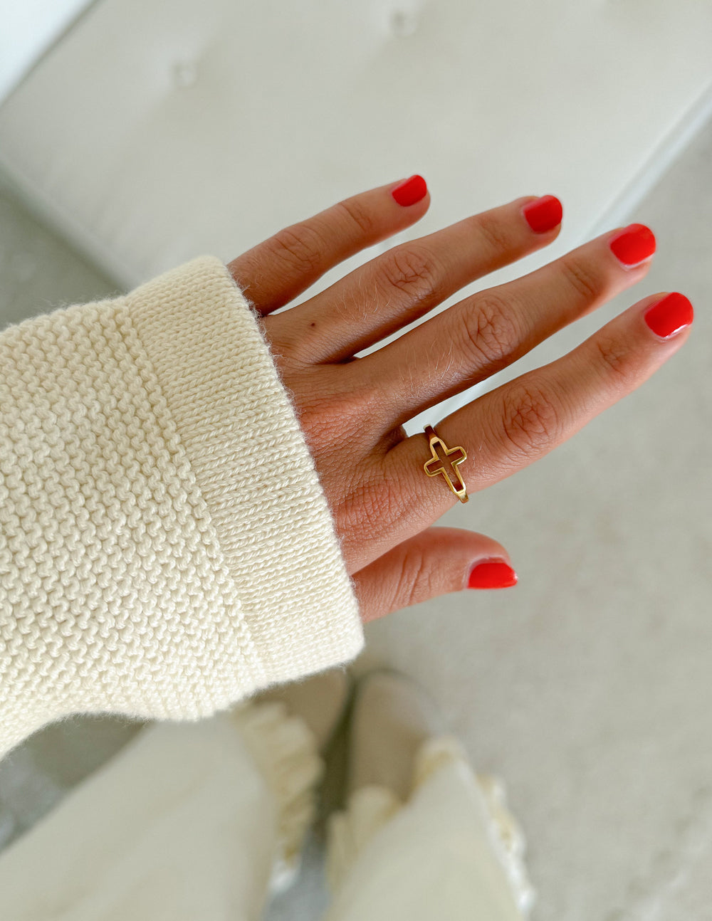 Open Cross Ring Minimalist Religious Jewelry Statement Piece