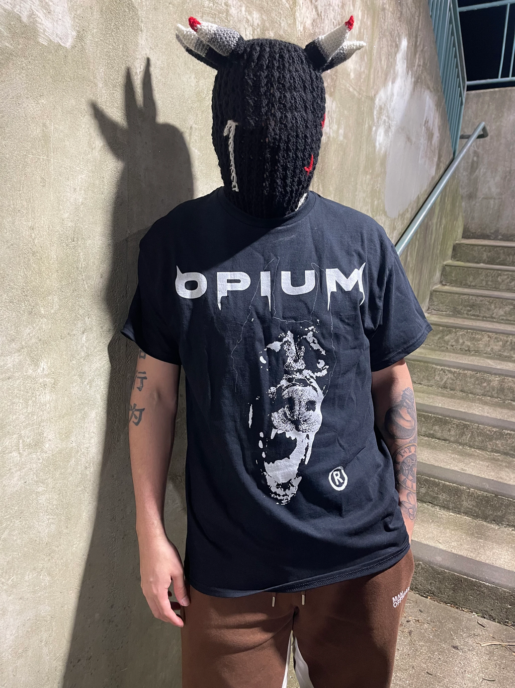 Opium Dobermann Graphic Streetwear Tee in Black