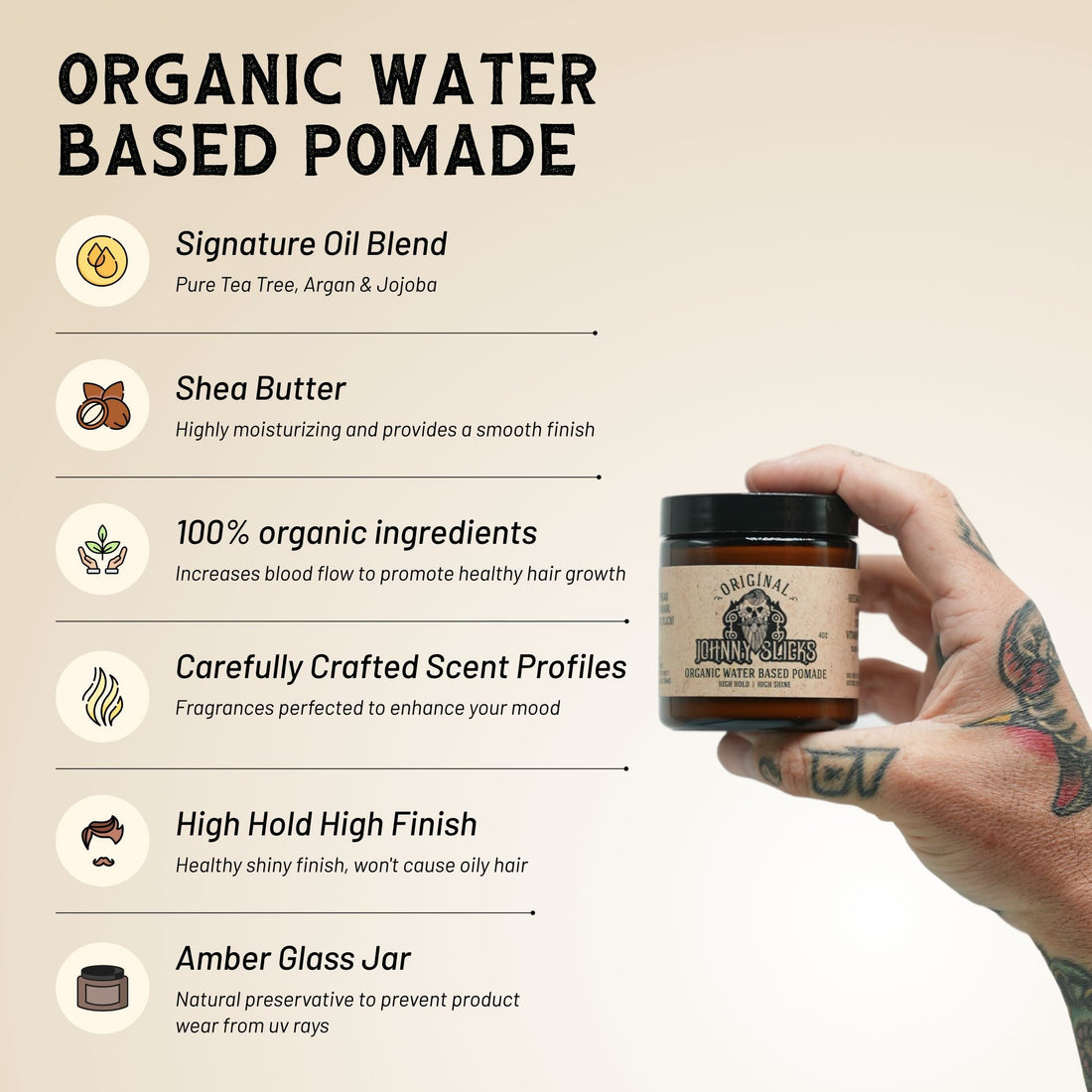 Organic Water Based Pomade for Strong Hold and High Shine - Image 4