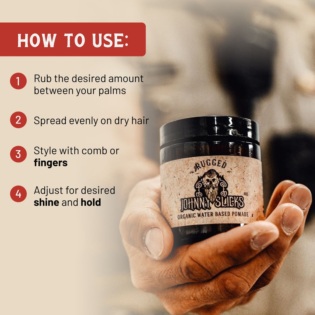 Organic Water Based Pomade for Strong Hold and High Shine - Image 5