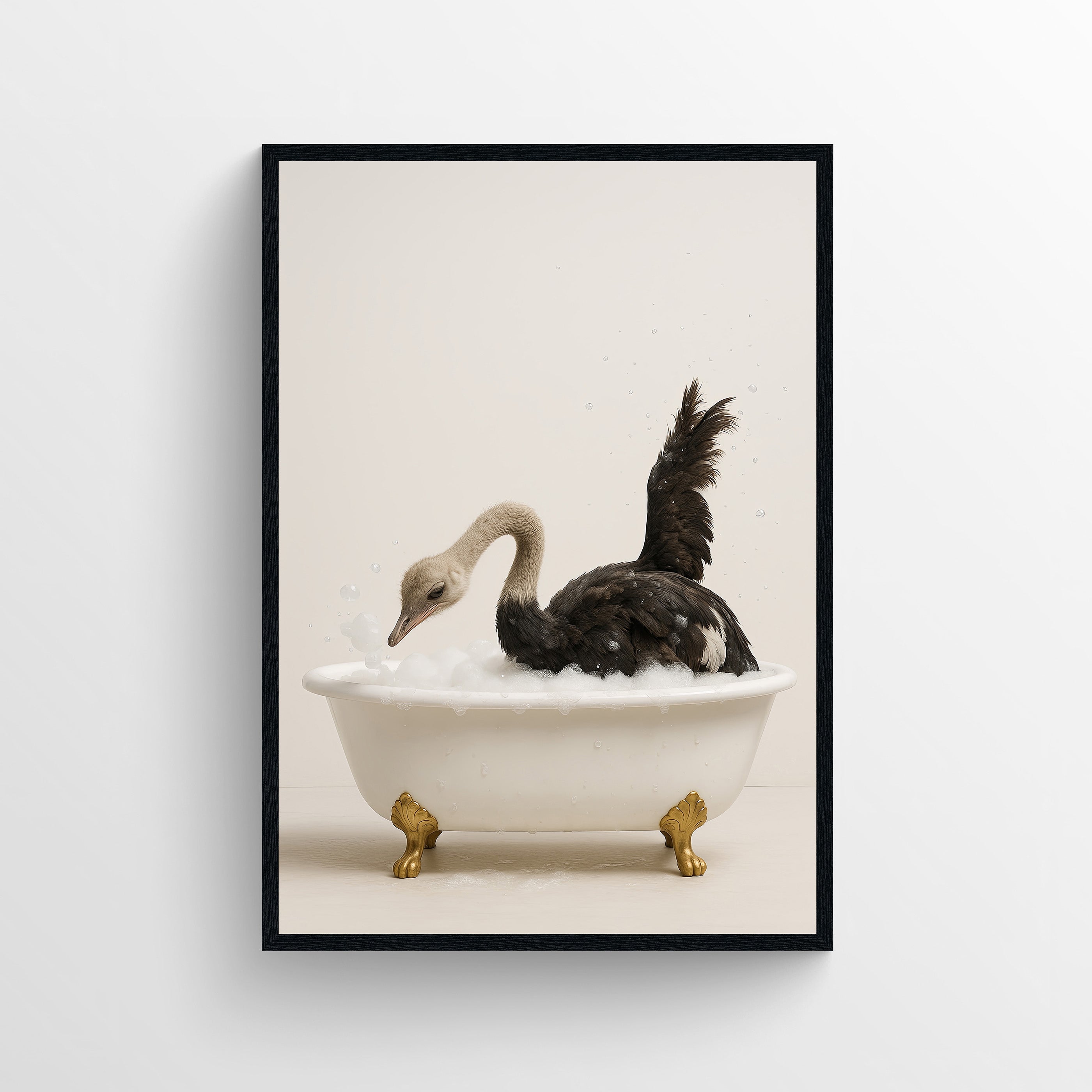 Ostrich Animal Bathroom Tub Poster