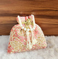 Multicolor synthetic potli bag for ethnic wear, front view