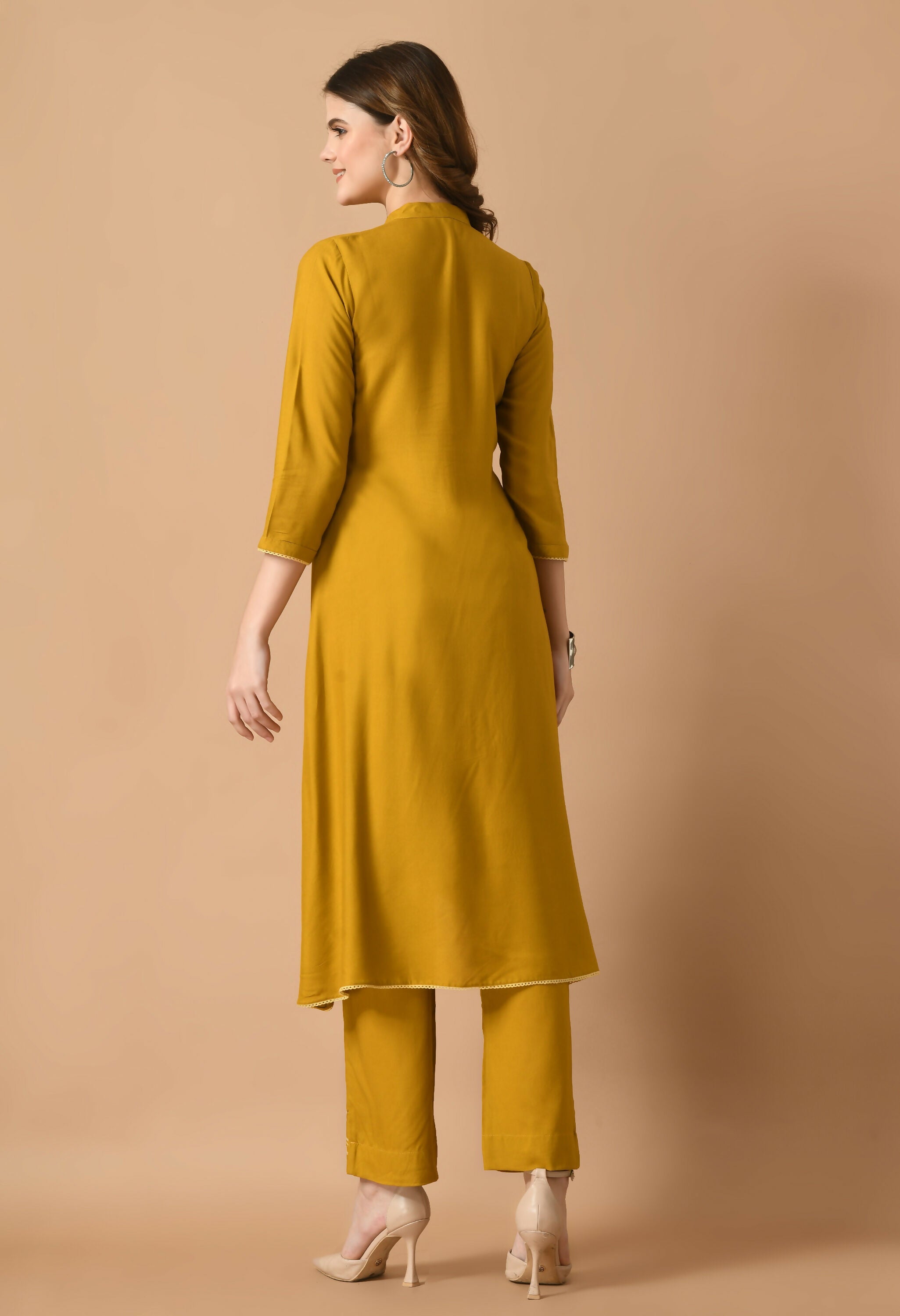 Mustard Cotton Rayon Kurta Set - Breathable 2-Piece Ethnic Wear