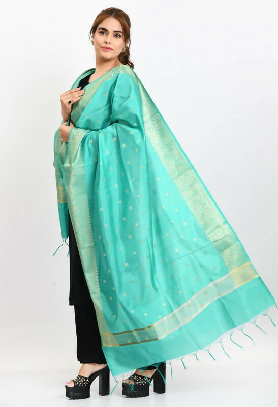 Sea Green Banarasi Silk Woven Dupatta for Traditional Ethnic Wear