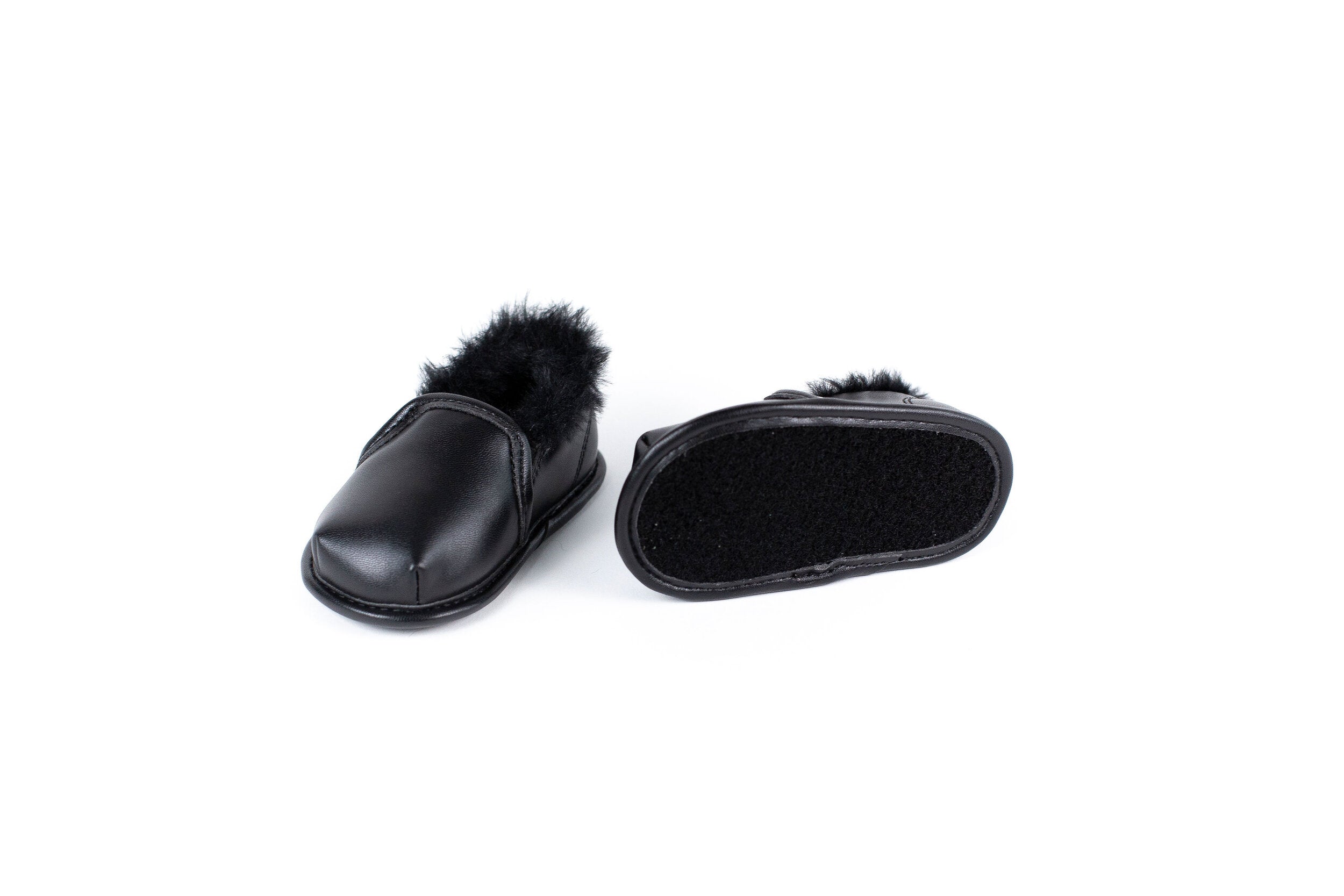 Black Slip-On Shoe Top with Faux-Fur Lining