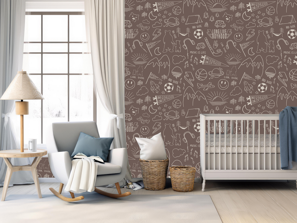 Ozzy Abstract Wallpaper - Navy & White Bohemian Peel and Stick