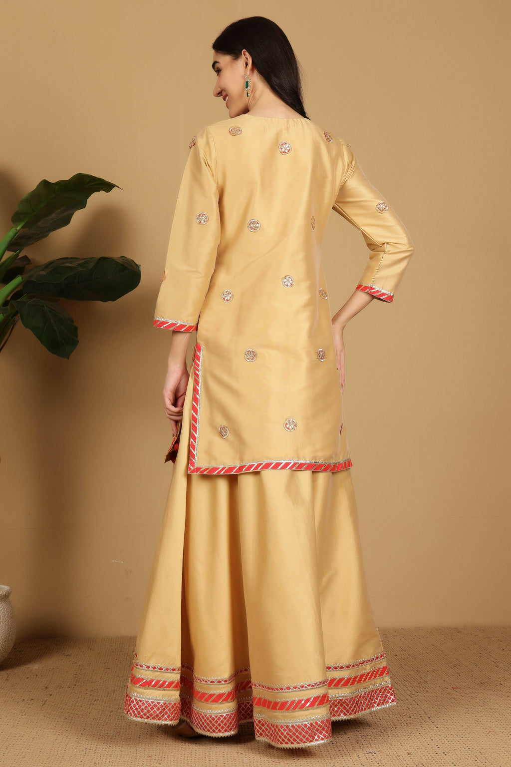 Beige Taffeta Lehenga Set Traditional Ethnic Outfit