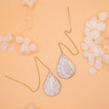 Cẩm White Marble Gold Ear Threaders Lightweight Minimalist Jewelry