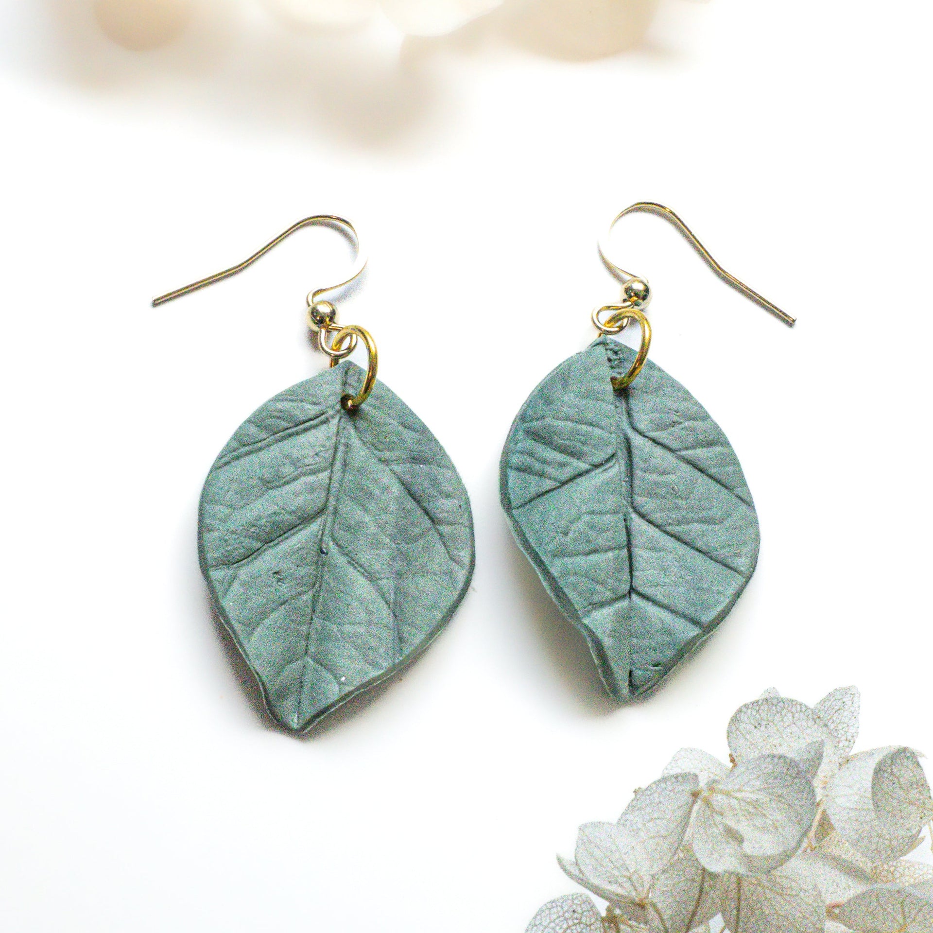 Hoya Coriacea Leaf Earrings in Terracotta and Muted-Green