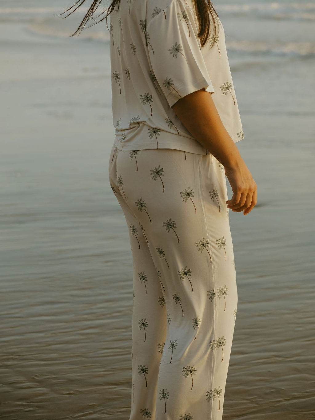 Women's Palm Tree Print Boxy Tee and Wide Leg Lounge Set - Image 5