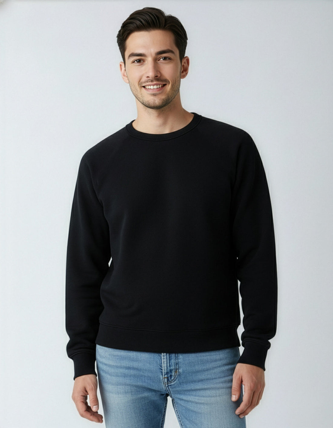Midweight Crew Neck Fleece Sweatshirt in Charcoal Grey - Image 5