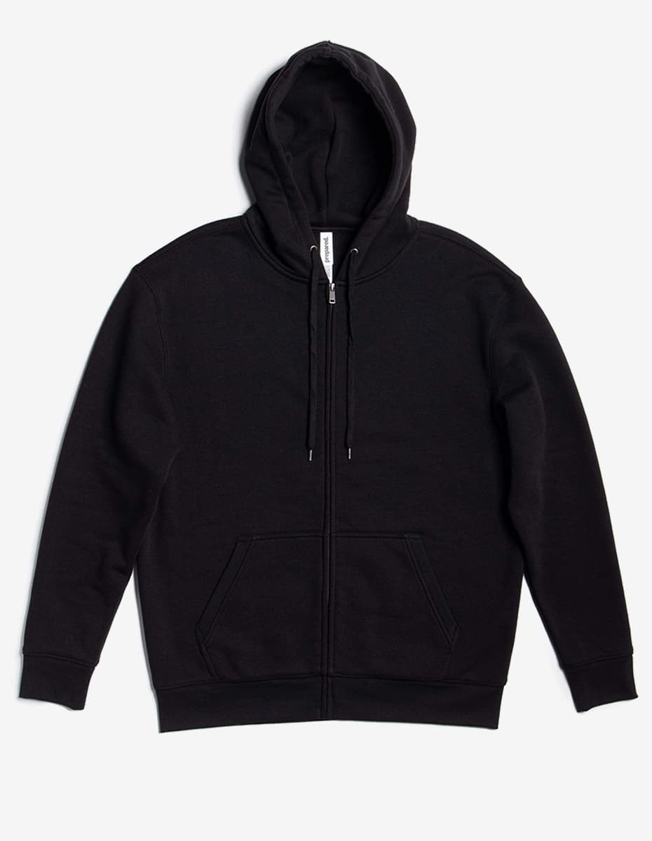 Heavyweight Zip Up Hoodie in Black Fleece for Men - Image 6