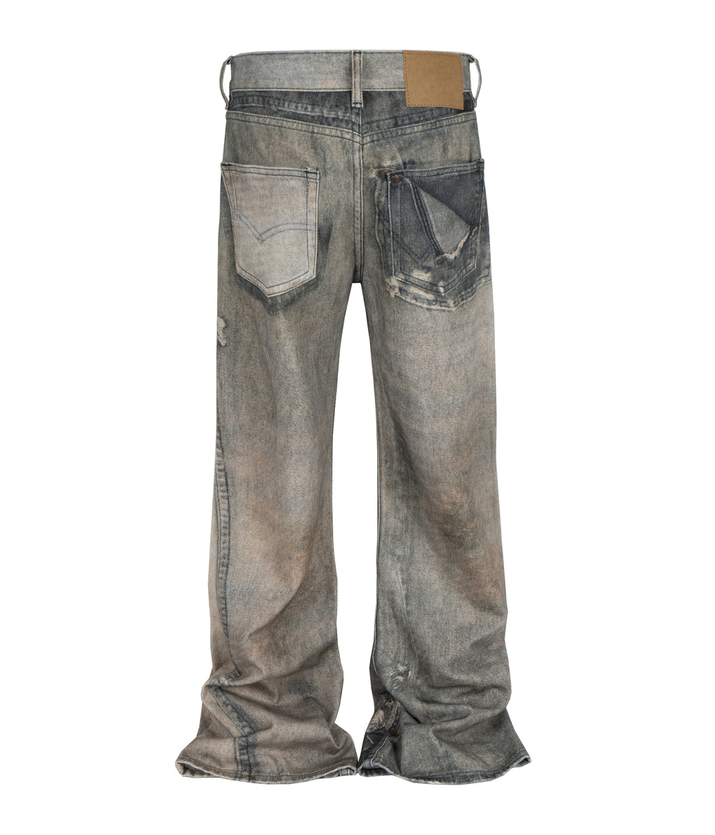 Wideboy Max Straight Fit Jeans with Dune Print and Distressing - Image 3