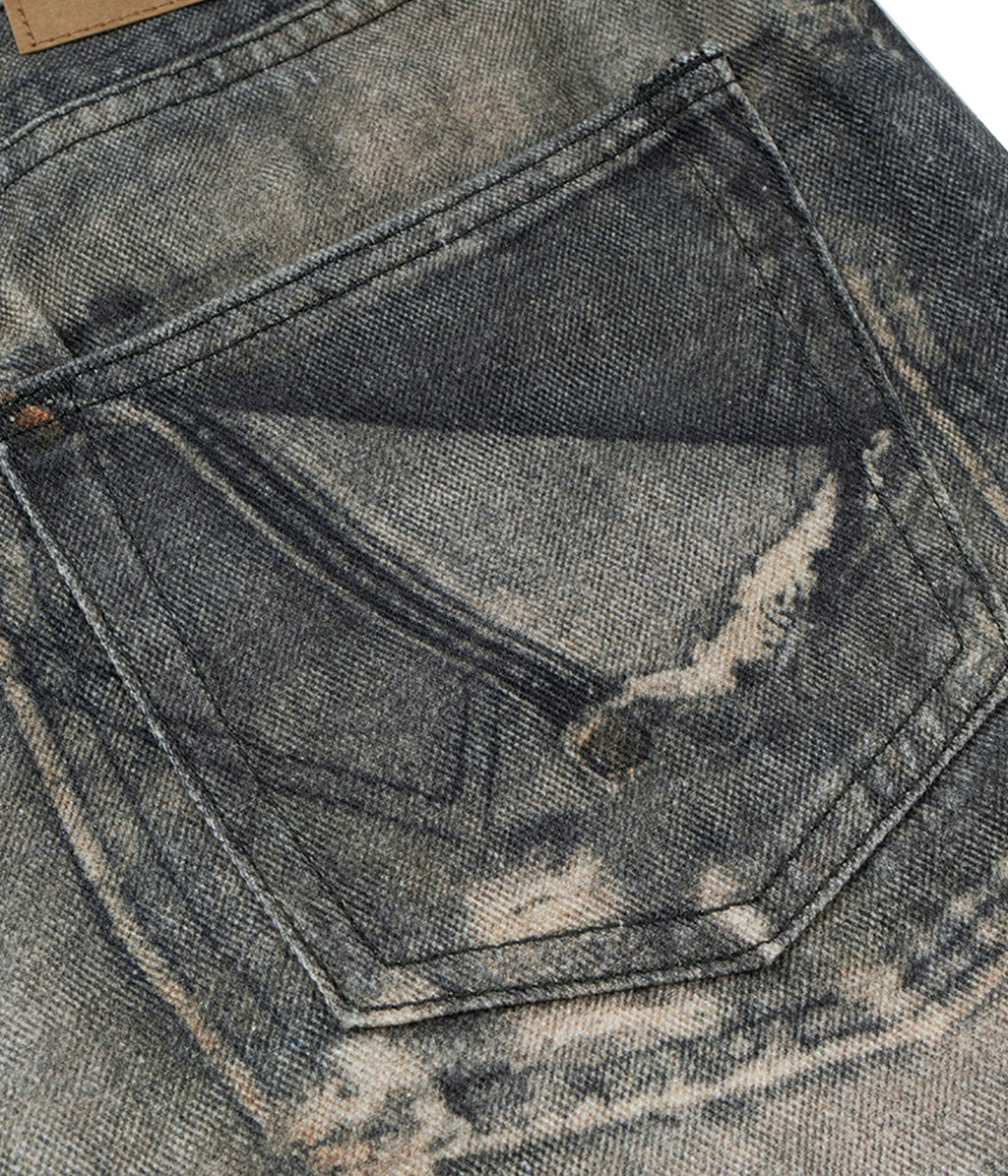 Wideboy Max Straight Fit Jeans with Dune Print and Distressing - Image 5