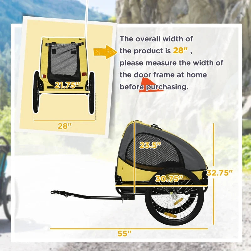 Dog Bike Trailer, Pet Stroller with Wheels for Medium Dogs