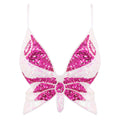 Mocure Womens Sparkly Butterfly Sequin Crop Tops Sexy Trendy Sleeveless Cute Butterfly Halter Tops Rave Wrap Tube Vest Top for Belly Dance Costume Outfits