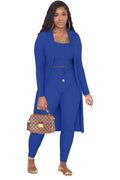 Women‘s 3 Piece Lounge Set Pajamas Set Long Cardigan Crop Tank Drawstring Pants Loungewear Outfits
