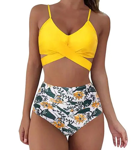 Women's High Waisted Cross-Front Bikini Set Two-Piece Swimsuit - Image 2