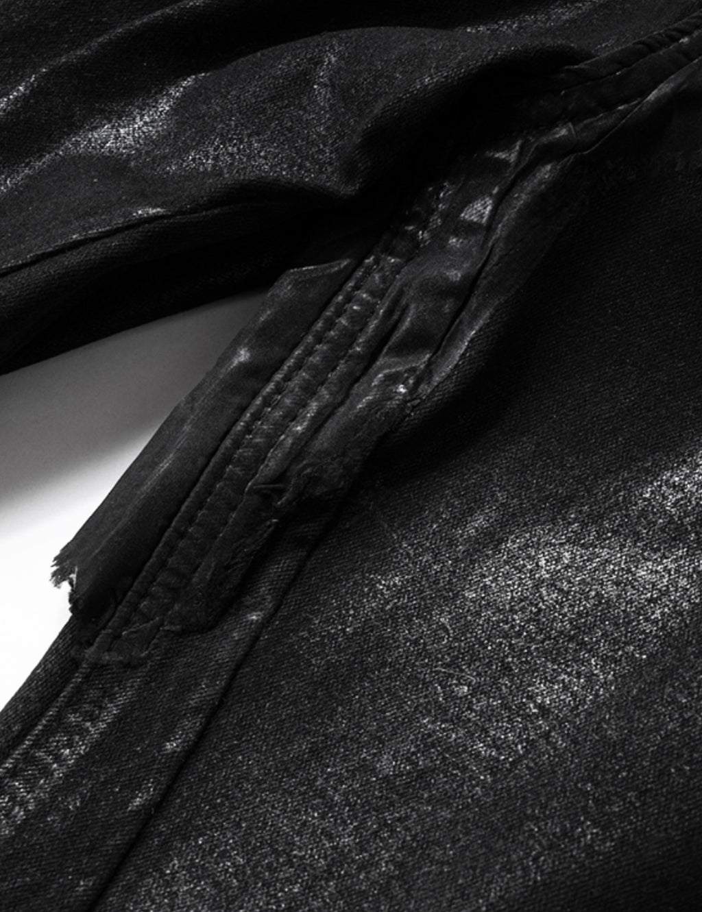 Wideboy Patchwork Waxed Denim Jeans in Black - Image 4
