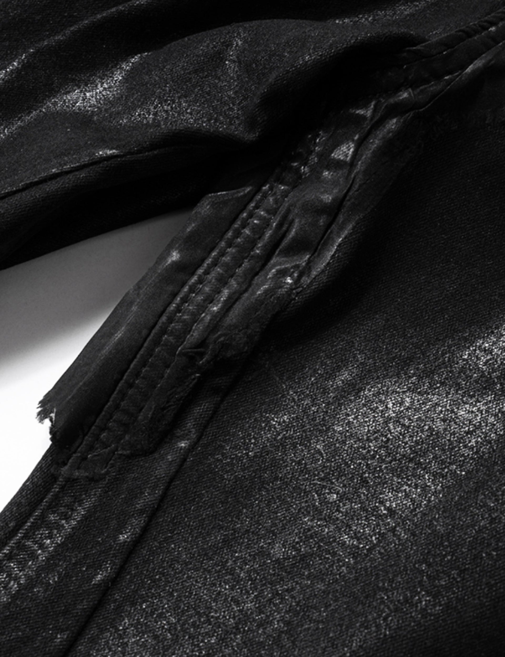 Wideboy Patchwork Waxed Denim Jeans in Black - Image 4