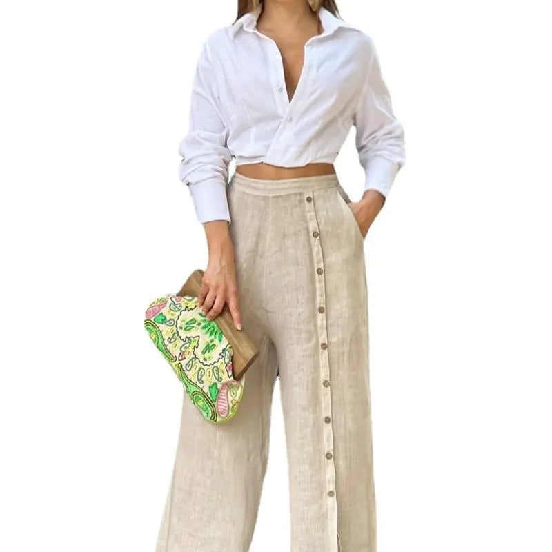 2022 Women's Casual Two-Piece Set: Shirt and Pants