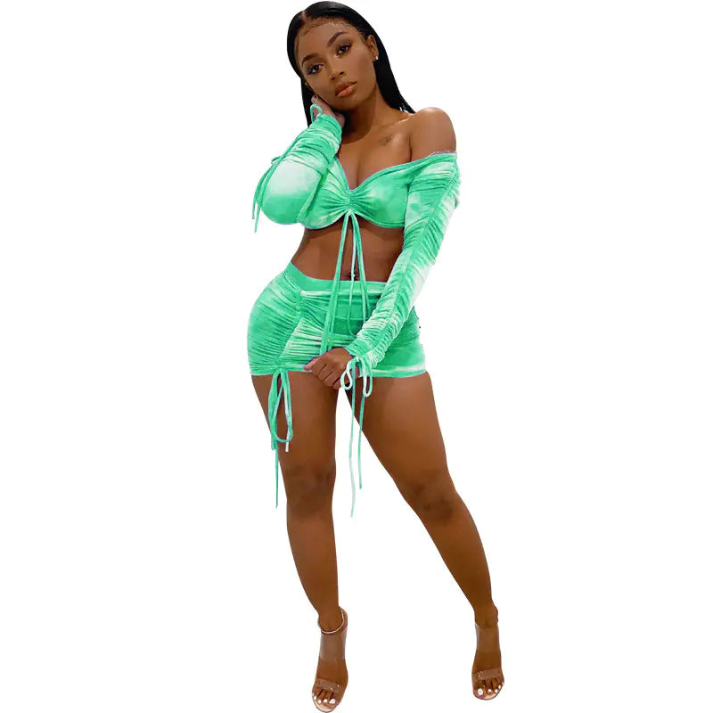 Women's Strapless Two-Piece Dress and Skirt Set in Milk Silk Print - Image 18
