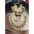 Traditional gold-polished brass Chandbali Maang Tikka